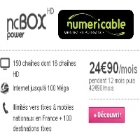 Zoom sur l'offre Numéricable NcBox power à 24.90€/mois pendant 1 an 